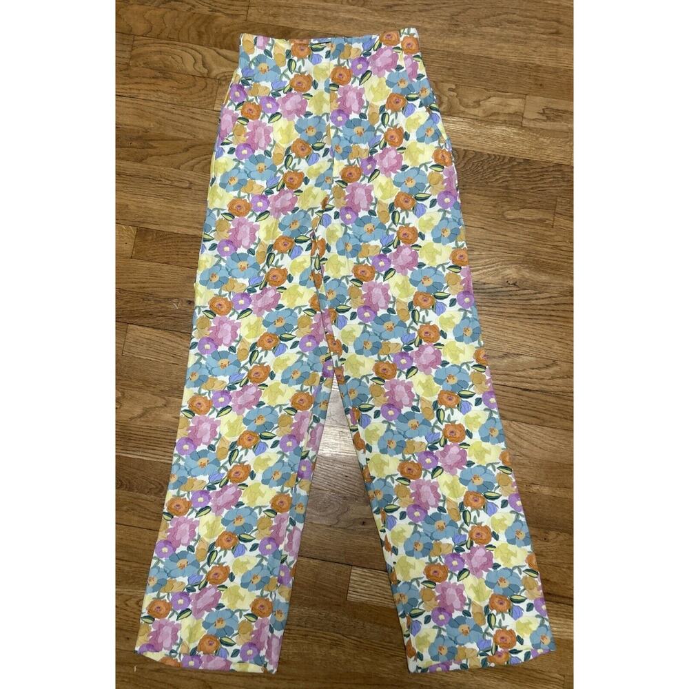Women’s ZARA Floral Graphic Wide Leg Pants Size XS NWT *B6